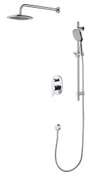 Душевая система D&K Rhein Marx, высота 61,4 см, цвет: хром, комплект: верхний душ/душевая штанга/ручной душ/однорычажный смеситель для душа/шланг для душа/держатель для душа, внутреннего/скрытого монтажа, настенная, латунная, для душа/ванной
