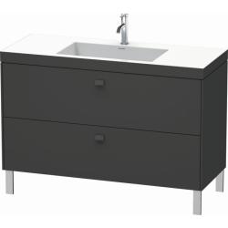 Тумба c раковиной Duravit Brioso, 120х48х70,1 см, напольная, 2 выдвижных ящика, ДСП, цвет: графит матовый /Vero Air, мебельная, прямоугольная, цвет белый, фарфоровая, без отверстия под смеситель, без перелива