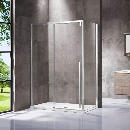 Душевое ограждение Vincea Lugano  120х80х195 см, прозрачное стекло, профиль хром, левое/правое, прямоугольное/угловое, дверь раздвижная