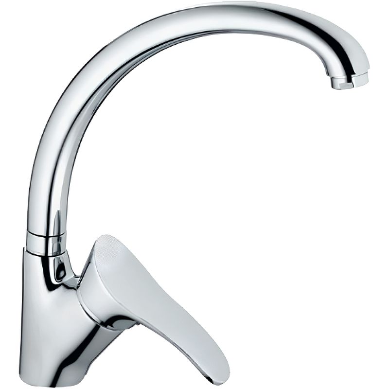 Смеситель для кухни/мойки HAIBA однозахватный, поворотный, латунный, с высоким изливом, длина 171 мм, латунь, цвет хром