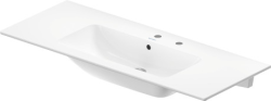 Раковина DURAVIT ME by Starck, 123х49х18 см, подвесная, прямоугольная, со столешницей, санфарфор, цвет белый шелковисто-матовый, с 2 отверстиями под смеситель, слив/перелив