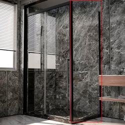 Боковая панель/душевая перегородка Veconi Premium Trento SP-30B, 90х200 см, прозрачное стекло/профиль черный матовый, правая/левая, плоская (панель), из прозрачного стекла, (ограждение без поддона)
