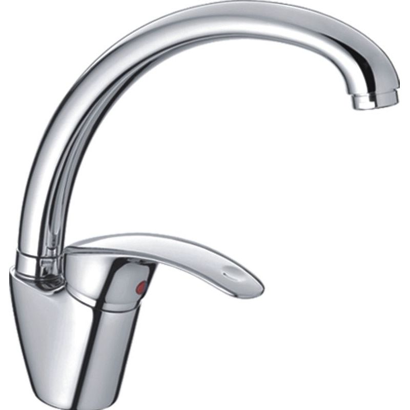 Смеситель для кухни/мойки HAIBA однозахватный, поворотный, латунный, с высоким изливом, длина 213 мм, латунь, цвет хром