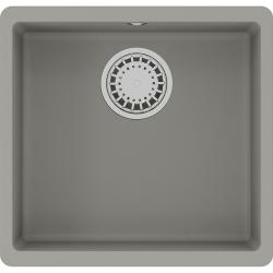 Мойка кухонная Lemark SINARA 440-U, 42х44х21,7 см, врезная, кварцгранит, прямоугольная, цвет грей, без отверстия под смеситель, без крыла, слив-перелив, врезная под столещницу, для кухни