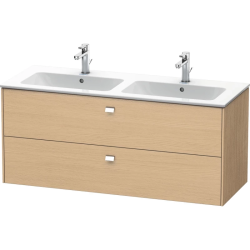 Тумба под раковину Duravit Brioso, 129х47,9x55,3 см, подвесная, 2 выдвижных ящика, ДСП, цвет: натуральный дуб/хром, шкафчик навесной, механизм доводчика, прямоугольная, правая/левая, в ванную комнату