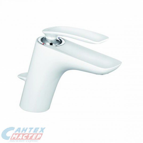 Смеситель для раковины Kludi Balance однорычажный, излив высокий, керамический, латунь, цвет белый/хром, без донного клапана