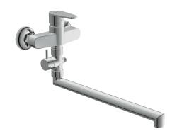 Смеситель для ванны/душа Cersanit CARI однорычажный излив 30см, поворотный, настенный, керамический дивертор, латунь, цвет глянцевый хром