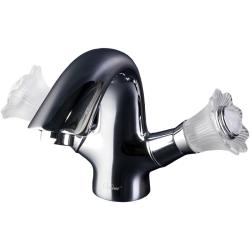 Смеситель для раковины/умывальника Boheme Camelia, двухвентильный, неповоротный, керамический, длина излива 116 мм, латунь, цвет хром