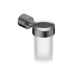 Стакан с держателем ABBER Osten 316 для зубных щеток, настенный, нержавеющая сталь/стекло, в ванную, цвет матовое стекло/оружейная сталь брашированная AA1861BGG
