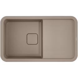 Мойка кухонная Omoikiri Tasogare 86-SA, 51х86 см, врезная, из искусственного гранита (Artgranit), прямоугольная, цвет бежевый, без отверстия под смеситель, с крылом, оборачиваемая, слив-перелив, врезная в столещницу, для кухни