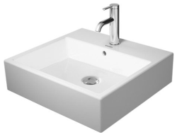 Раковина DURAVIT DuraSquare WonderGliss 50х40х14,5 см, подвесная, прямоугольная, санфарфор, цвет белый, 2 отверстия под смеситель, антигрязевое покрытие, без перелива