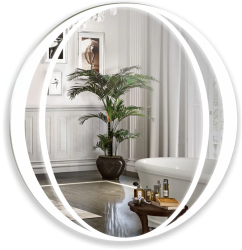 Зеркало Silver Мirrors Oslo, 77х77 см, с LED/ЛЕД-подсветкой, круглое, выключатель сенсорный с функцией диммера, для ванны