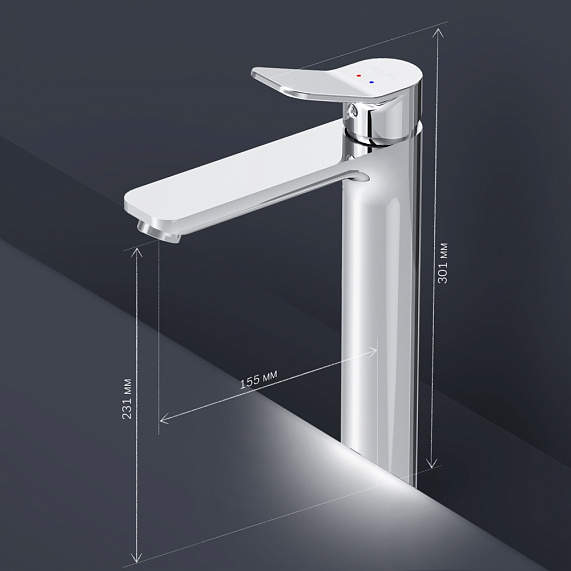 Смеситель для раковины Am.Pm X-Joy однорычажный, излив средний, длина 155 мм, керамический, латунь, цвет хром, без донного клапана