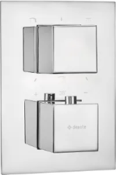 Смеситель для душа Deante BOX SQUARE, термостатический, встраиваемый, латунь, без излива, керамический, цвет хром, внешняя часть, скрытого монтажа