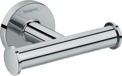 Крючок Hansgrohe Logis Universal, размер 10,6х7,7 см, двойной, настенный, латунь, форма округлая, для полотенец в ванную/туалет/душевую кабину, цвет хром