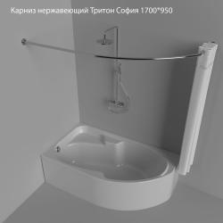 Карниз Тритон для ванны София 1700х950 нержавеющая сталь, хром Щ0000052868