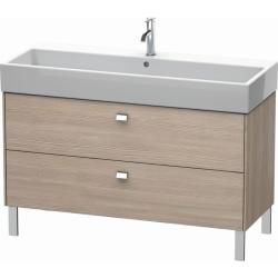 Тумба под раковину Duravit Brioso, 122х46,9х69,3 см, напольная, цвет: сосна серебристая/хром, 2 выдвижных ящика, ДСП, прямоугольная, левая/правая, в ванную комнату