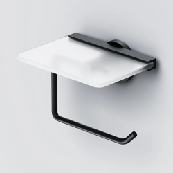 Держатель для туалетной бумаги AM.PM X-Joy, без крышки, с полкой, черный матовый, настенный, металл/пластик, форма прямоугольная, для туалета/ванной, бумагодержатель