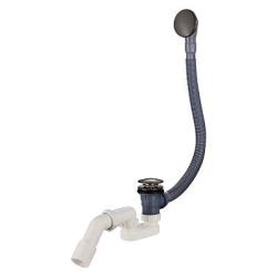 Слив-перелив Raglo R600.31.09 для ванны, 600 мм, готовый набор, с сифоном, латунь/пластик, цвет графит, автомат