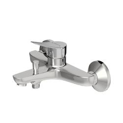 Смеситель для ванны/душа Dorff Norma однорычажный, керамический, настенный, излив короткий литой 81 мм, латунь, цвет хром, без лейки/шланга 