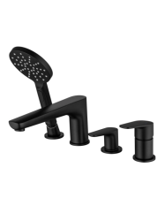 Смеситель для ванны/душа Aquatek Бетта на борт ванны, двухвентильный, неповоротный, длина излива 220 мм, латунь, цвет матовый черный