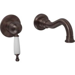 Смеситель для раковины Migliore Oxford, скрытого монтажа, однорычажный, неповоротный, длина излива 175 мм, керамический картридж, латунь, цвет тосканская бронза/белый