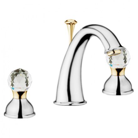 Смеситель для раковины Webert Karenina двухвентильный, неповоротный, длина 116 мм, латунь, цвет хром/золото