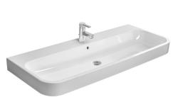 Раковина DURAVIT Happy D.2 WonderGliss 120х50,5х17 см, подвесная, прямоугольная, санфарфор, шлифованная, цвет белый, с 1 отверстием под смеситель, антигрязевое покрытие, слив/перелив