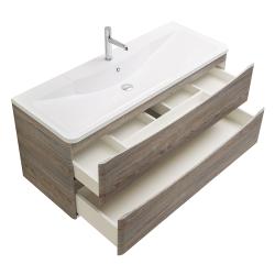 Тумба под раковину BelBagno Acqua 120, 120х45,5х50 см, подвесная, 2 выкатных ящика, МДФ, цвет: древесный узор, шкафчик навесной, механизм доводчика, прямоугольная