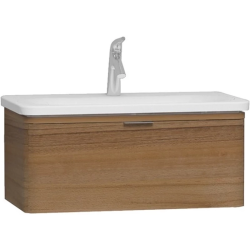 Тумба с раковиной Vitra Nest Trendy 80, 795х320х435 мм, подвесная, 1 выдвижной ящик, МДФ/ЛДСП, система плавного закрывания, прямоугольная, цвет: натуральное дерево/умывальник, прямоугольный, цвет белый