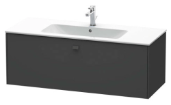 Тумба под раковину Duravit Brioso, 122х47,9х45 см, подвесная, 1 выдвижной ящик, ДСП, цвет: графит матовый/хром, шкафчик навесной, механизм доводчика, прямоугольная, правая/левая, в ванную комнату