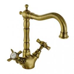 Смеситель для раковины Migliore Princeton, двухвентильный, поворотный, длина 154 мм, керамический, латунь, цвет бронза