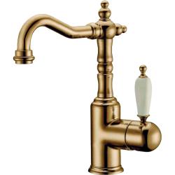 Смеситель для раковины/умывальника Boheme Medici Ripresa, однорычажный, поворотный, керамический, длина излива 150 мм, латунь, цвет бронза