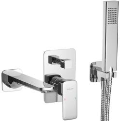 Смеситель для ванны/душа Excellent Keria, однорычажный, встраиваемый, керамический, неповоротный, длина излива 161 мм, латунь, цвет хром