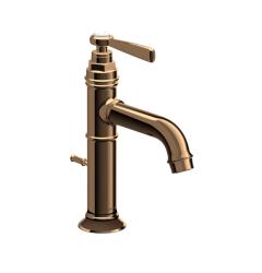 Смеситель для раковины Axor Montreux 100, однорычажный, с рычаговой рукояткой, фиксированный излив, длина излива 14,2 см, керамический, латунь, цвет полированная бронза, со сливным гарнитуром