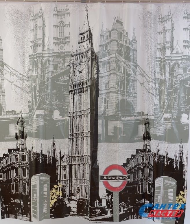 Шторка АкваЛиния для ванной комнаты ПВХ БИГ БЭН 007E-16