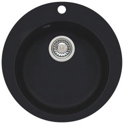 Мойка кухонная ALVEUS GRANITAL GENESIS BOOGIE 10 G91 CARBON 50,5x50,5x19 см, врезная/встраиваемая сверху, без крыла, искусственный гранит, круглая, цвет карбон, с отверстием под смеситель