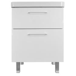 Тумба с раковиной Azario Ника 60 Н, 62х85х47 см, напольная, 2 выдвижных ящика, МДФ/ЛДСП, система плавного закрывания, прямоугольная/умывальник (Monte 60), прямоугольная, цвет белый, санфаянс, отверстие под смеситель, слив-перелив