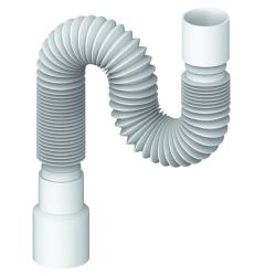 Труба гофрированная Unicorn 32х32/40 1500 мм без гайки, для сифона, полипропилен, цвет белый