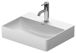 Раковина DURAVIT DuraSquare 50х40х14,5 см, подвесная, прямоугольная, санфарфор, шлифованная, цвет белый, 1 отверстие под смеситель, без перелива
