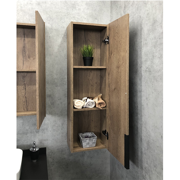 Пенал Comforty Кёльн 35, 34х110х24 см, подвесной, цвет: дуб темный, 1 распашная дверца/полки, шкаф/шкафчик подвесной, прямоугольный, левый/правый, левосторонний/правосторонний/универсальный