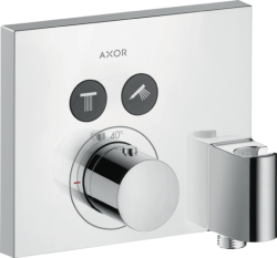 Смеситель для душа Axor ShowerSelect, термостатический, скрытого монтажа, 2 потребитель, настенный, без излива/шланга/лейки, прямоугольный, латунный, цвет хром, со шланговым подключением и держателем душа, с термостатом