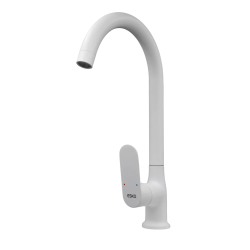 Смеситель для кухни/мойки Esko Calcutta однорычажный, поворотный, R-излив, латунь, высокий излив, длина излива 180 мм, цвет белый CALC519W