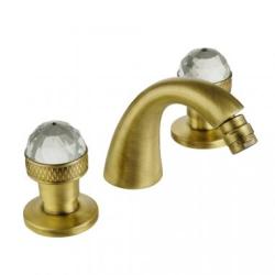 Смеситель для биде Migliore Axo Swarovski, двухвентильный, на 3 отверстия, неповоротный, длина 195 мм, керамический, латунь, цвет бронза