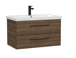 Тумба под раковину Cersanit LARA 80 для COMO 80, подвесная, цвет орех табак, 2 выдвижных ящика, прямоугольная