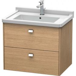 Тумба под раковину Duravit Brioso, 67х46,9х56,3 см, подвесная, 2 выдвижных ящика, ДСП, цвет: дуб европейский/хром, шкафчик навесной, механизм доводчика, прямоугольная, правая/левая, в ванную комнату