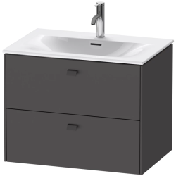 Тумба под раковину Duravit Brioso, 72х47,9х55,5 см, подвесная, 2 выдвижных ящика, ДСП, цвет: графит матовый, шкафчик навесной, механизм доводчика, прямоугольная, правая/левая, в ванную комнату