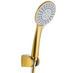 Душевой гарнитур KFA Armatura MOZA, комплект: ручной душ/держатель для душа/шланг для душа, цвет золото матовое, наружного монтажа, настенный