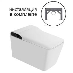 Комплект ABBER подвесной электронный унитаз-биде Rechteck 600х360х380 мм цвет белый, LED дисплей, пульт, сиденье микролифт AC1215S с инсталляцией AC0101P2