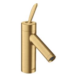 Смеситель для раковины Axor Starck Classic 70, однорычажный, фиксированный излив, длина излива 10,6 см, керамический, латунь, цвет шлифованное золото, со сливным гарнитуром